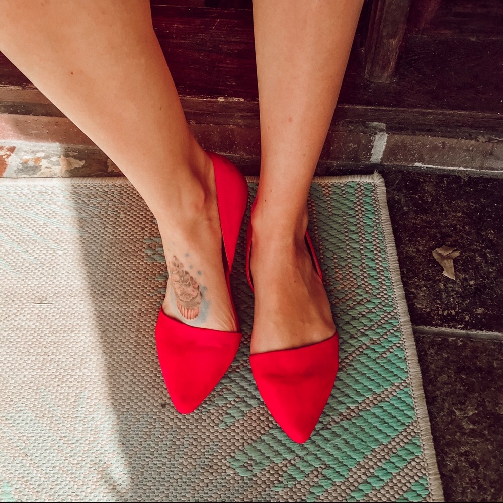 Charlotte Russe Red Suede Flats